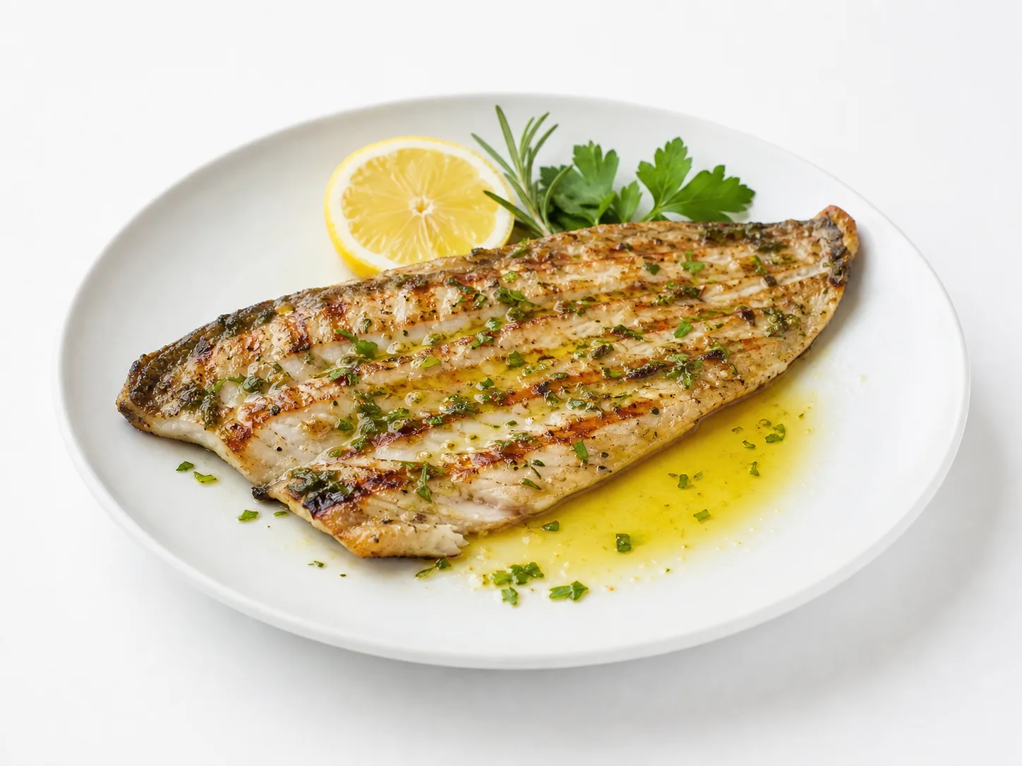 Gegrilde forel uit het Gardameer op een witte achtergrond